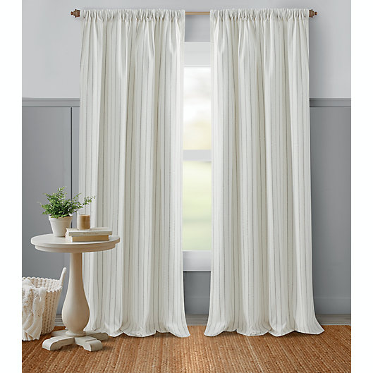 Alternate image 1 for Bee & Willow™ Glimmer Stripe 84-Inch Light Filtering Window Curtain Panel in Grey