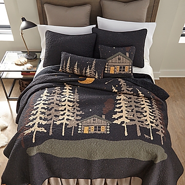 Donna Sharp Moonlit Cabin Pillow Sham in Black. View a larger version of this product image.