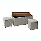 Alternate image 6 for Storage Bench with Tray and 2 Ottomans in Greige
