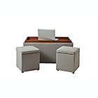 Alternate image 7 for Storage Bench with Tray and 2 Ottomans in Greige