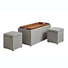Alternate image 0 for Storage Bench with Tray and 2 Ottomans in Greige