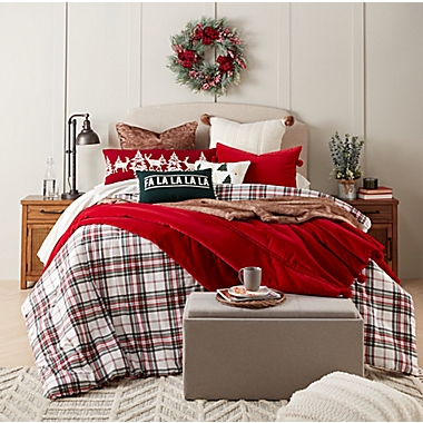 Bee &amp; Willow&trade; 3-Piece Pom Pom Velvet King Quilt Set in Red. View a larger version of this product image.