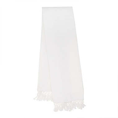 Wamsutta&reg; Vintage Lantier Crochet Tassel Throw Blanket in Bright White. View a larger version of this product image.