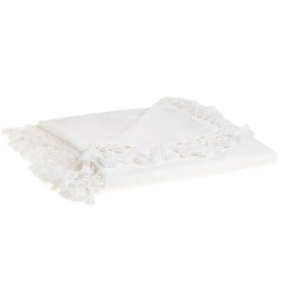 Wamsutta&reg; Vintage Lantier Crochet Tassel Throw Blanket in Bright White