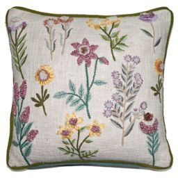 Floral Embroidery Square Throw Pillow