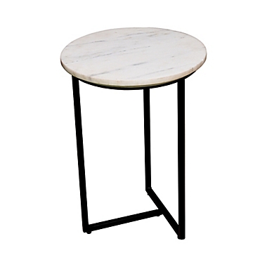 Marble Metal Leg Accent Table in White/Black. View a larger version of this product image.