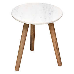 Marble Accent Table in White/Natural