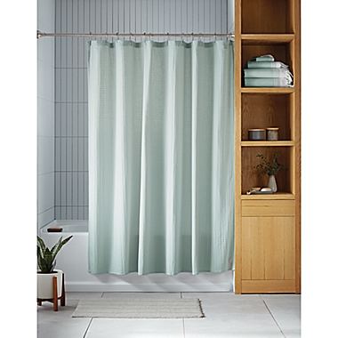 Haven&trade; 72-Inch x 72-Inch Waffle Shower Curtain in Sky Green. View a larger version of this product image.