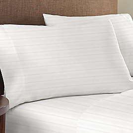 Luxury Egyptian Cotton Set of 2 Pillowcase 600 TC All Size White Stripe 