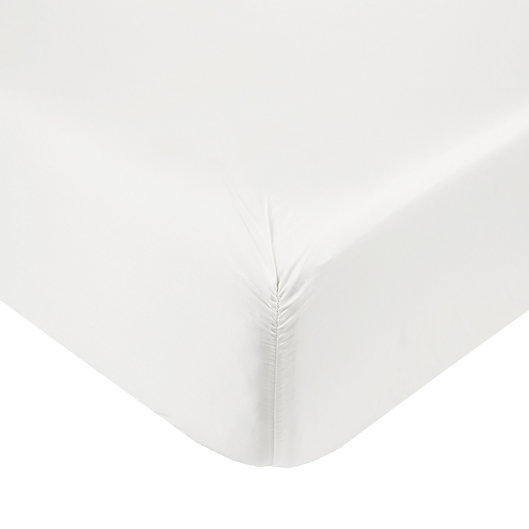 Alternate image 1 for Nestwell™ Cotton Percale 400-Thread-Count King Fitted Sheet in Bright White