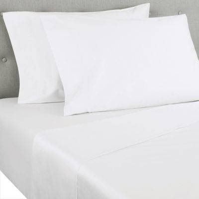 Nestwell&trade; Cotton Percale 400-Thread-Count Twin Flat Sheet in Bright White