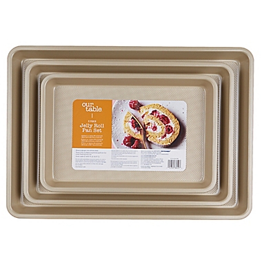 Our Table&trade; 3-Piece Textured Jelly Roll Pan Set. View a larger version of this product image.