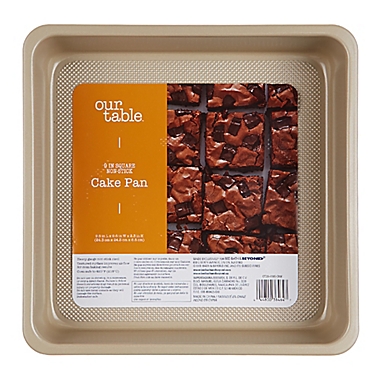 Our Table&trade; 9-Inch Square Textured Cake Pan in Beige. View a larger version of this product image.
