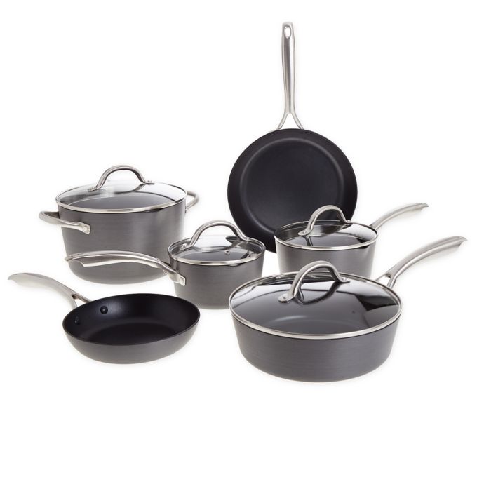 Our Table™ Nonstick HardAnodized Aluminum 10Piece Cookware Set Bed