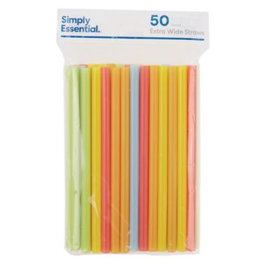 Simply Essential&trade; 50-Count Extra Wide Plastic Straws. View a larger version of this product image.