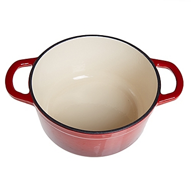 Our Table&trade; 2 qt. Enameled Cast Iron Dutch Oven with Stainless Steel Knob in Red. View a larger version of this product image.
