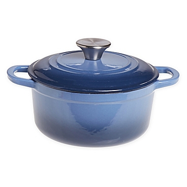 Our Table&trade; 2 qt. Enameled Cast Iron Dutch Oven with Stainless Steel Knob in Denim. View a larger version of this product image.