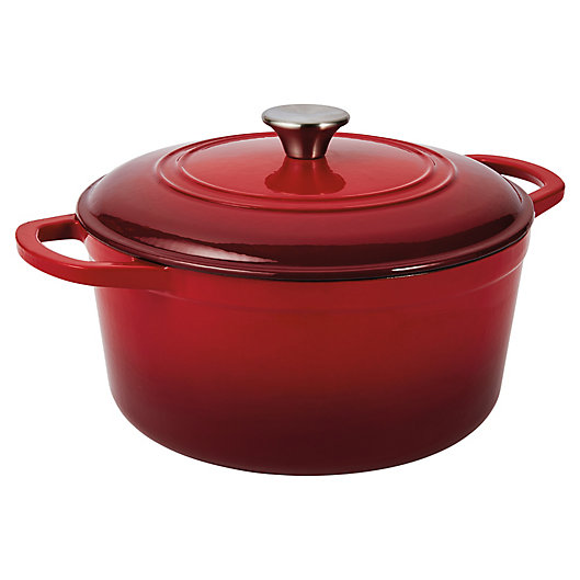 Alternate image 1 for Our Table™ 6 qt. Enameled Cast Iron Dutch Oven with Stainless Steel Knob in Red
