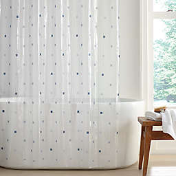 Simply Essential™ Square Dot 72-Inch x 72-Inch PEVA Shower Curtain in Blue