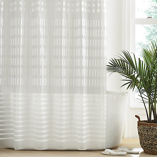 Geo Block Peva Shower Curtain, Ruffled Shower Curtain Bed Bath And Beyond