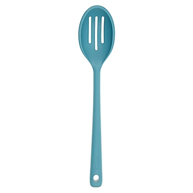 Our Table&trade; Silicone Slotted Spoon in Blue. View a larger version of this product image.