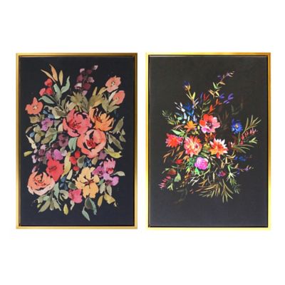 Wild Sage&trade; Floral 20-Inch x 30-Inch Gold-Framed Canvas Wall Décor (Set of 2)