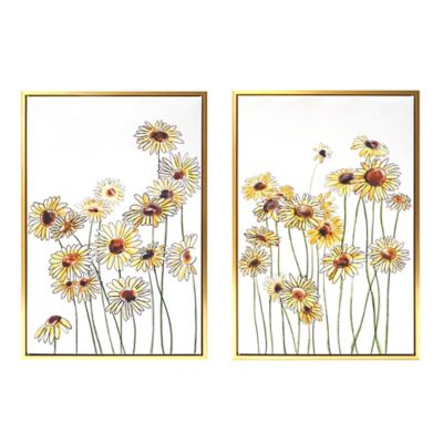 Wild Sage&trade; Field of Flowers 20-Inch x 30-Inch Gold-Framed Canvas Wall D?cor (Set of 2)