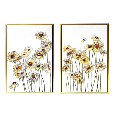 Wild Sage&trade; Field of Flowers 20-Inch x 30-Inch Gold-Framed Canvas Wall Décor (Set of 2). View a larger version of this product image.