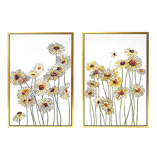 Alternate image 1 for Wild Sage™ Field of Flowers 20-Inch x 30-Inch Gold-Framed Canvas Wall Décor (Set of 2)