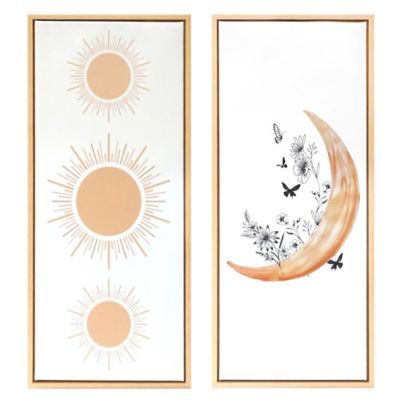 Wild Sage&trade; Sun & Moon 14-Inch x 32-Inch Framed Canvas Wall D?cor in Gold (Set of 2)