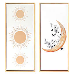 Wild Sage™ Sun & Moon 14-Inch x 32-Inch Framed Canvas Wall D?cor in Gold (Set of 2)
