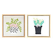 Wild Sage&trade; Floral Design 12-Inch x 12-Inch Framed Canvas Wall Décor (Set of 2)