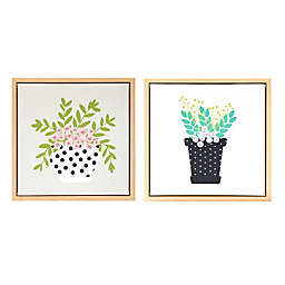 Wild Sage™ Floral Design 12-Inch x 12-Inch Framed Canvas Wall Décor (Set of 2)