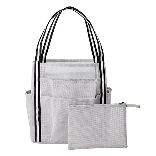 Alternate image 1 for Simply Essential™ Large Mesh Shower Tote in Grey