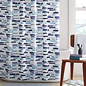 Simply Essential&trade; 72-Inch x 72-Inch Broken Stripe Shower Curtain in Blue