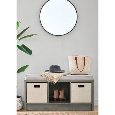 Squared Away&trade; 3-Cube Storage Bench in Grey. View a larger version of this product image.
