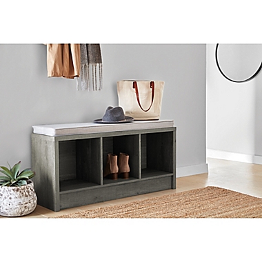 Squared Away&trade; 3-Cube Storage Bench in Grey. View a larger version of this product image.