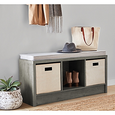 Squared Away&trade; 3-Cube Storage Bench in Grey. View a larger version of this product image.