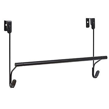 Squared Away&trade; Over-the-Door Towel Bar in Matte Black. View a larger version of this product image.