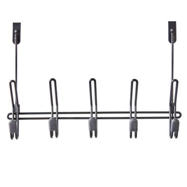 Squared Away&trade; 5-Hook Over-the-Door Rack in Matte Black. View a larger version of this product image.