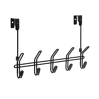 Squared Away&trade; 5-Hook Over-the-Door Rack in Matte Black. View a larger version of this product image.