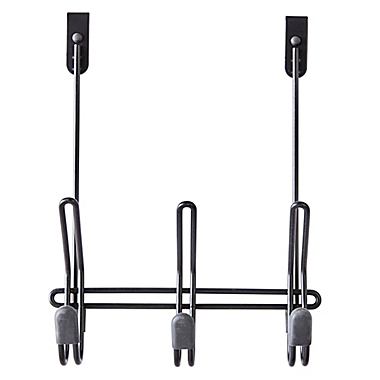 Squared Away&trade; 3-Hook Over-the-Door Rack in Matte Black. View a larger version of this product image.