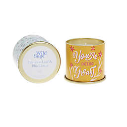 Wild Sage™ Bamboo Leaf & Blue Lotus 10 oz. Candle Tin in Green Floral