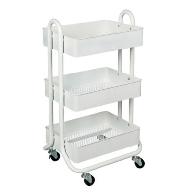 Squared Away&trade; 3-Tier Utility Storage Cart in White