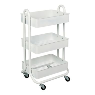Squared Away&trade; 3-Tier Utility Storage Cart in White. View a larger version of this product image.