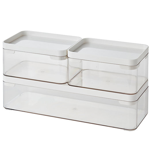 Alternate image 1 for Simply Essential™ Stackable Bath Storage Bins (Set of 3)