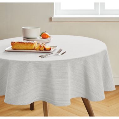 Our Table&trade; Textured 90-Inch Round Tablecloth in White. View a larger version of this product image.