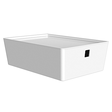 Simply Essential&trade; Small Stackable Storage Box with Lid in White. View a larger version of this product image.