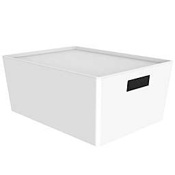 Simply Essential™ Medium Stackable Storage Box with Lid in White