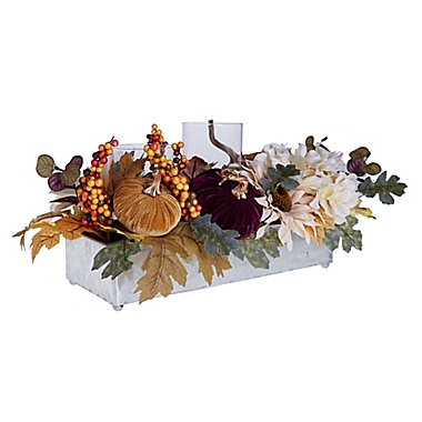 Harvest Floral Hurricane Candle Holder Centerpiece. View a larger version of this product image.